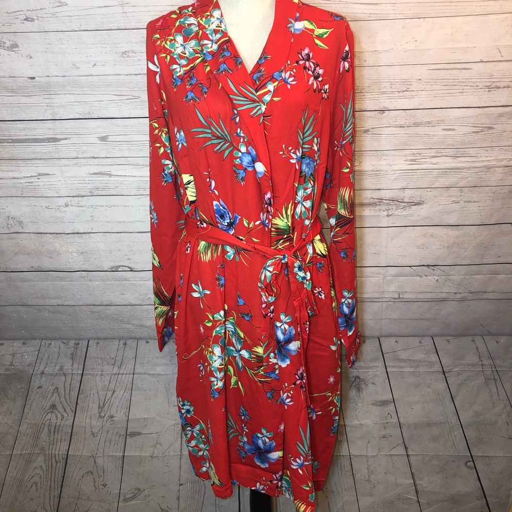 Forever 21 Plus Size Kimono Wrap Cardi LS Floral - Picture 2 of 7